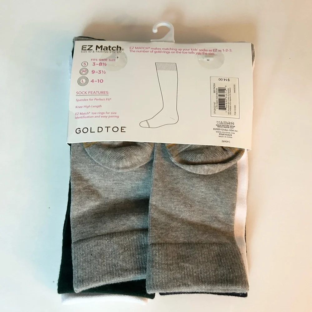 Gold toe Girls Knee High Socks 10 Pairs NWT